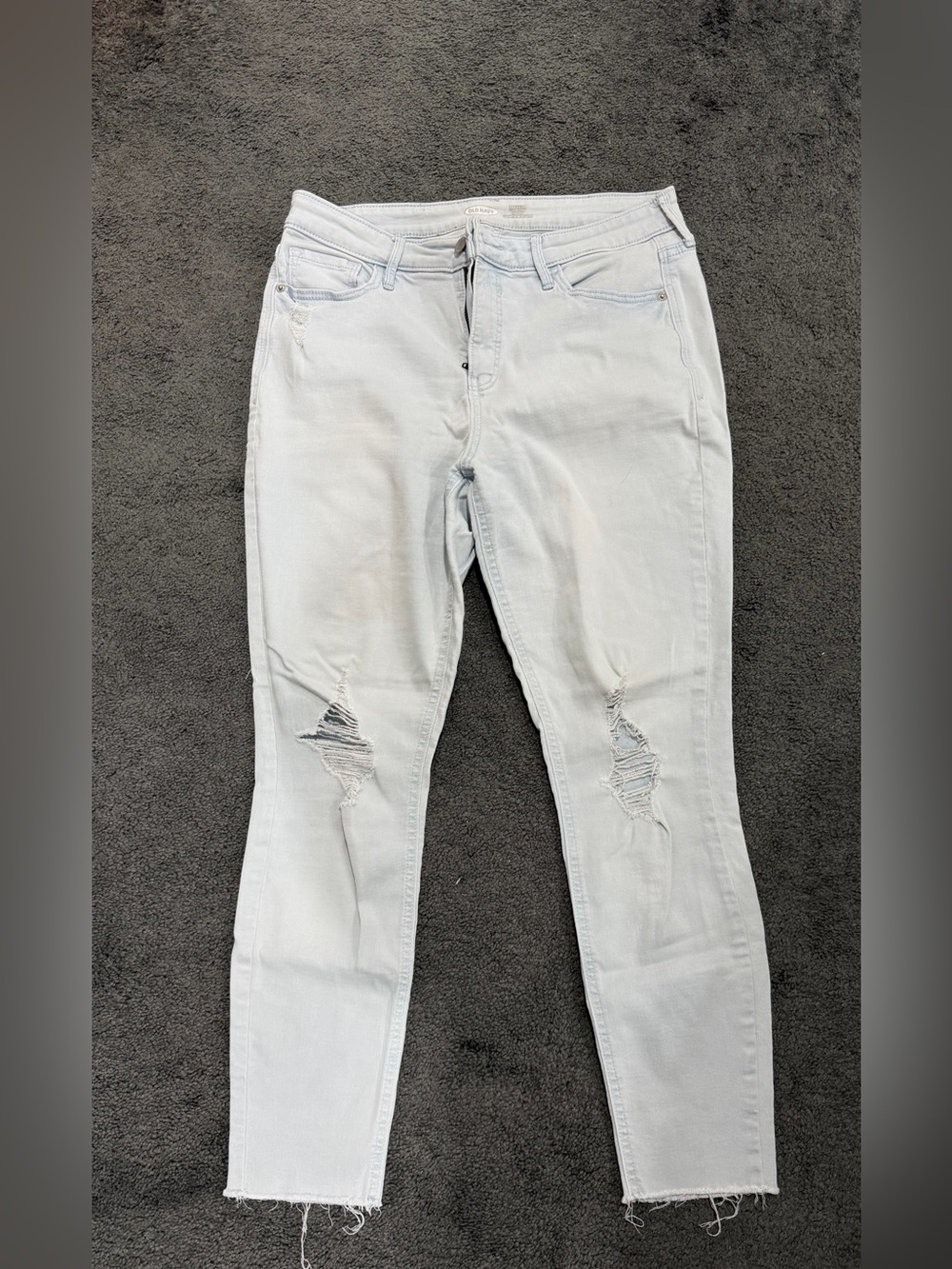Old Navy Light Gray Skinny Ripped Jeans